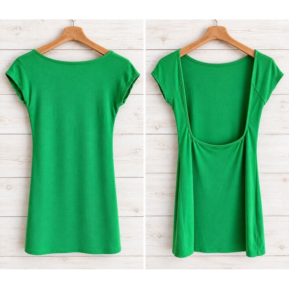 Free People Beach Green Short Sleeve Rosalia Mini Dress Low Back Medium NWT